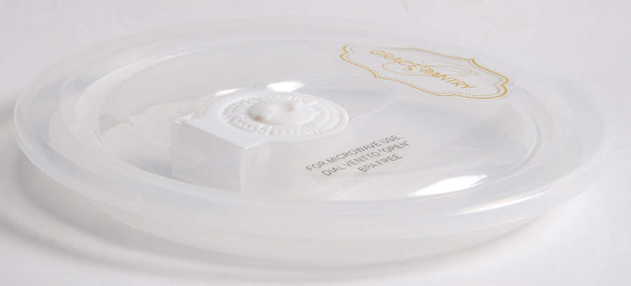 White Peony Vent Lid for 16 Oz Round Plastic Microwave Bowl by Grace's Teaware-1