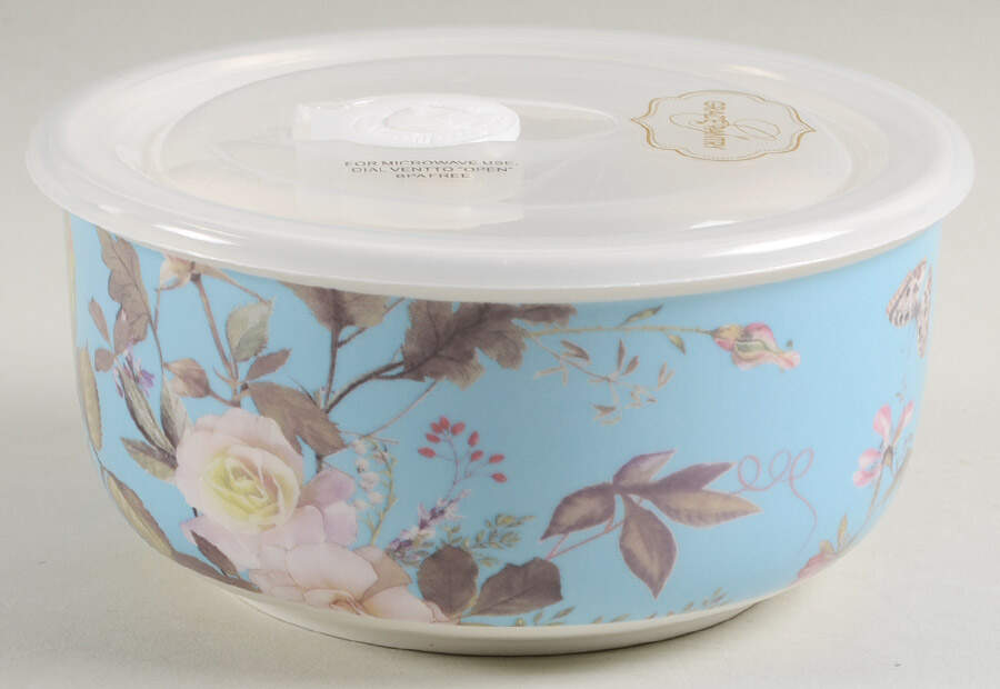 White Peony 26 Oz Round Plastic Microwave Bowl & Vented Lid by Grace's Teaware-1