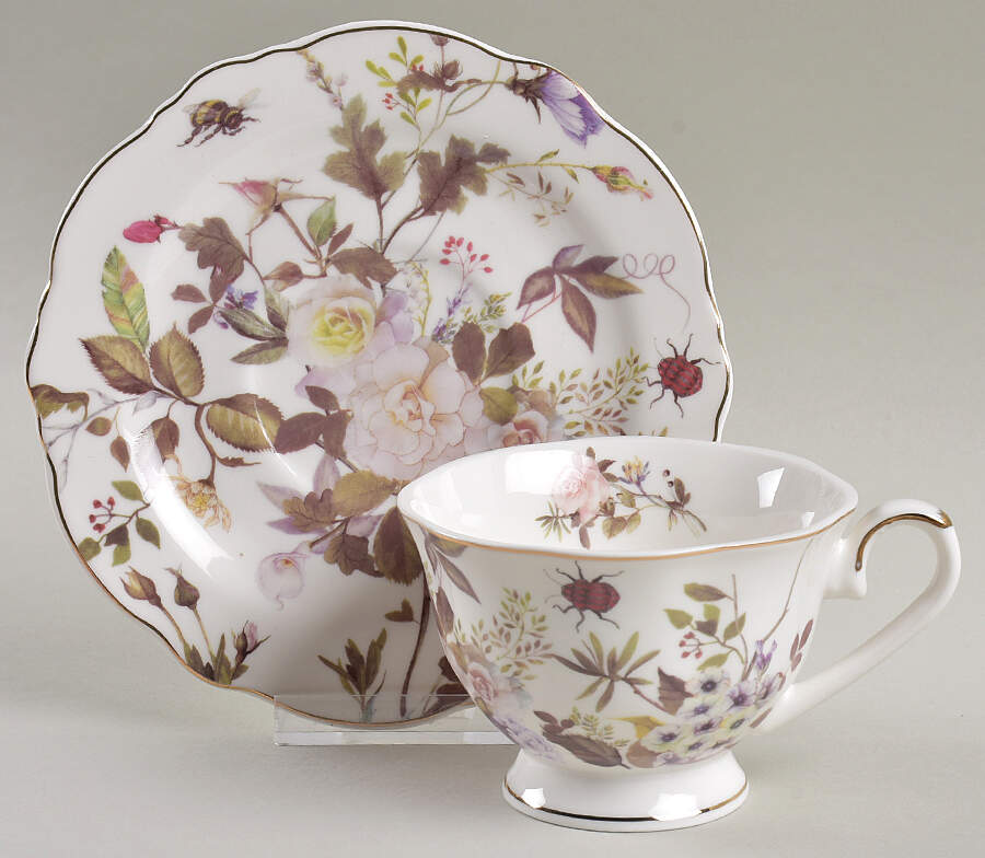 White Peony Footed Cup & Saucer Set by Grace's Teaware-1