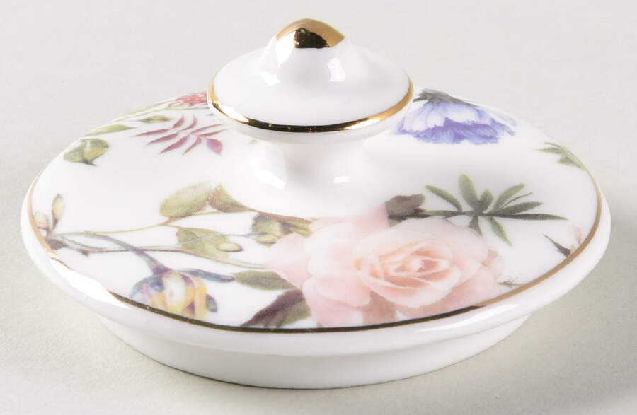 White Peony Lid for Sugar Bowl by Grace's Teaware-1