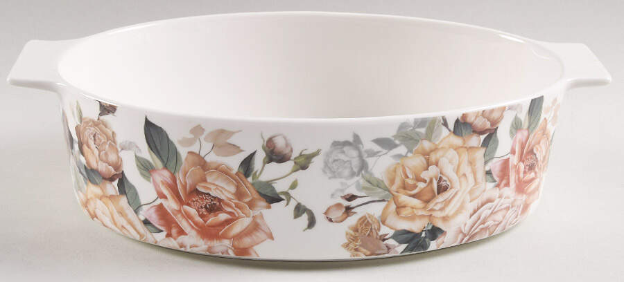 Yellow Rose Oval Baker with Lid, No Lid by Grace's Teaware-1