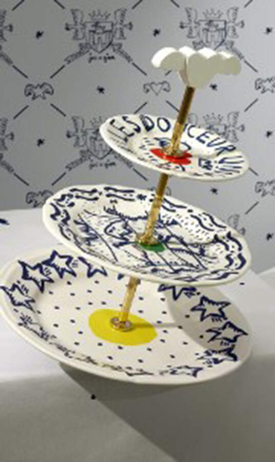 L'Archipel Sentimental 3-Tiered Serving Tray (DP, SP, BB) by Faiencerie De Gien-1
