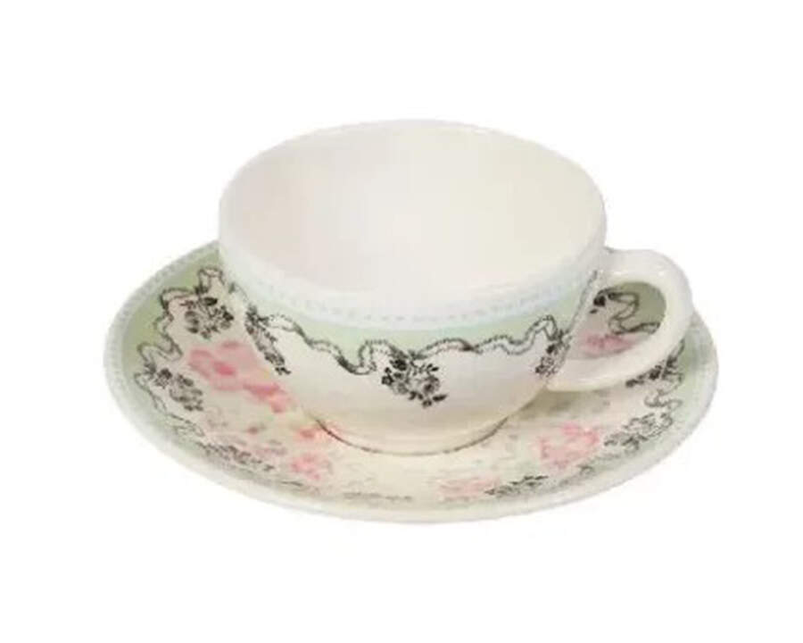 Pompadour Flat Cup & Saucer Set by Faiencerie De Gien-1