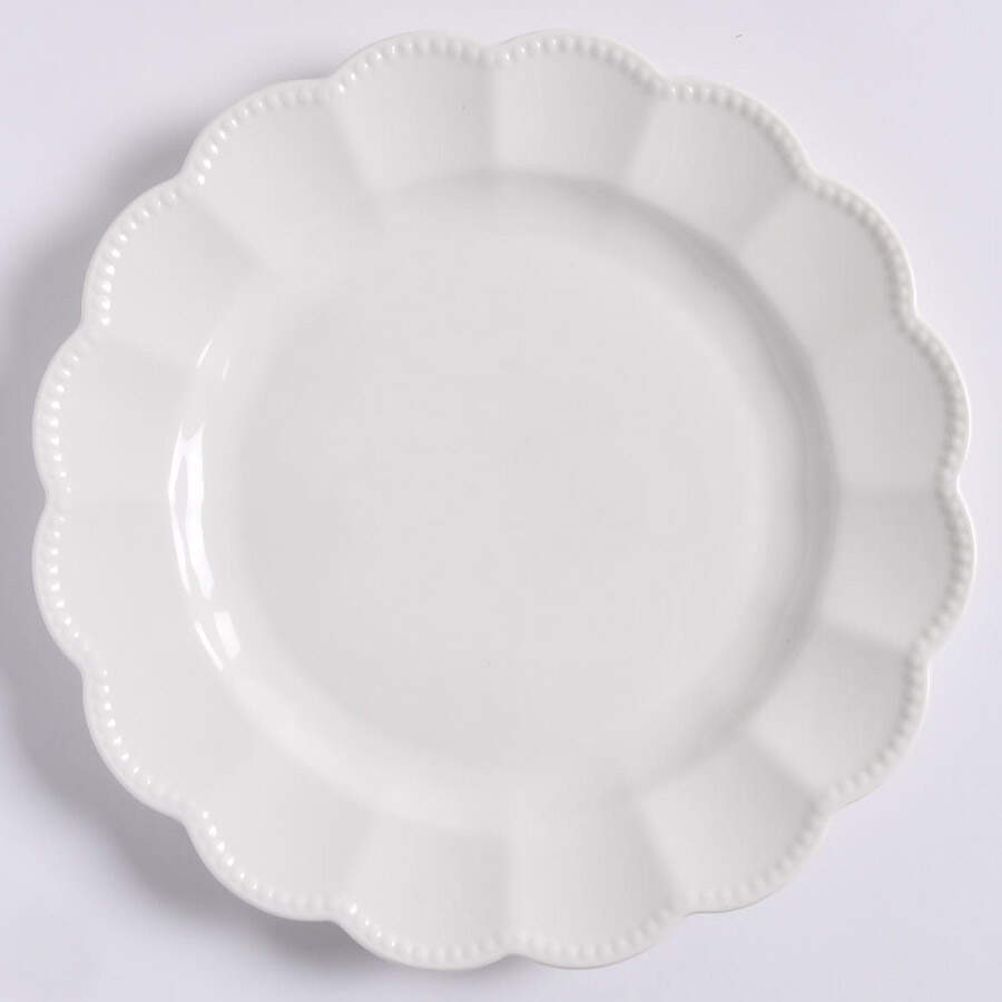 Scallop White (Beaded) Salad Plate by Grace's Teaware-1