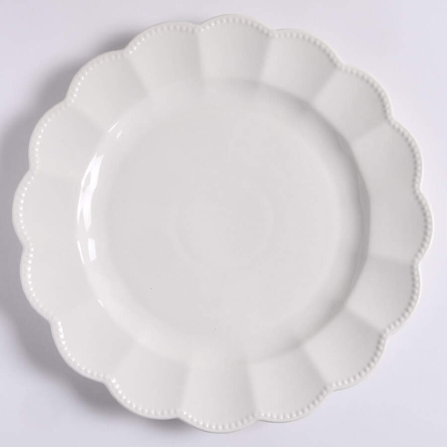 Scallop White (Beaded) Dinner Plate by Grace's Teaware-1