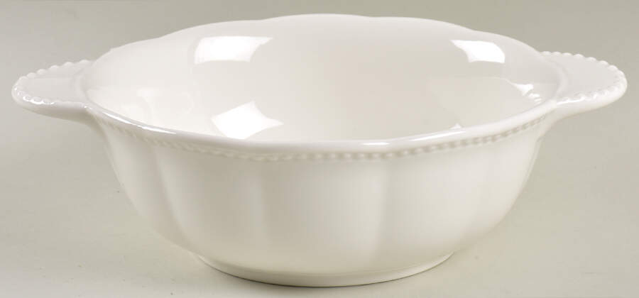 Scallop White (Beaded) Round Handled Bowl by Grace's Teaware-1