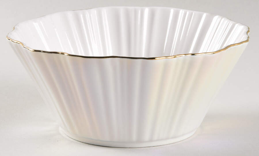 White Gold Breeze Soup/Cereal Bowl by Grace's Teaware-1