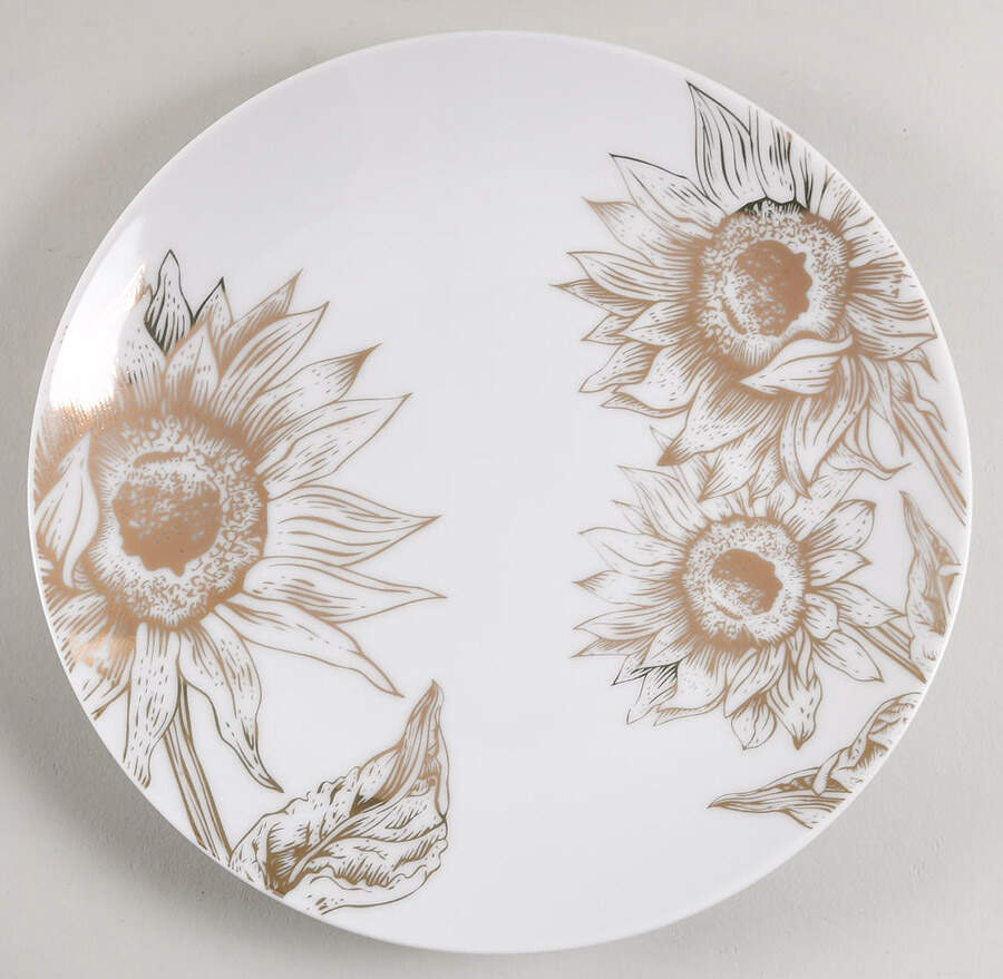 Gold Sunflower Salad Plate by Grace's Teaware-1