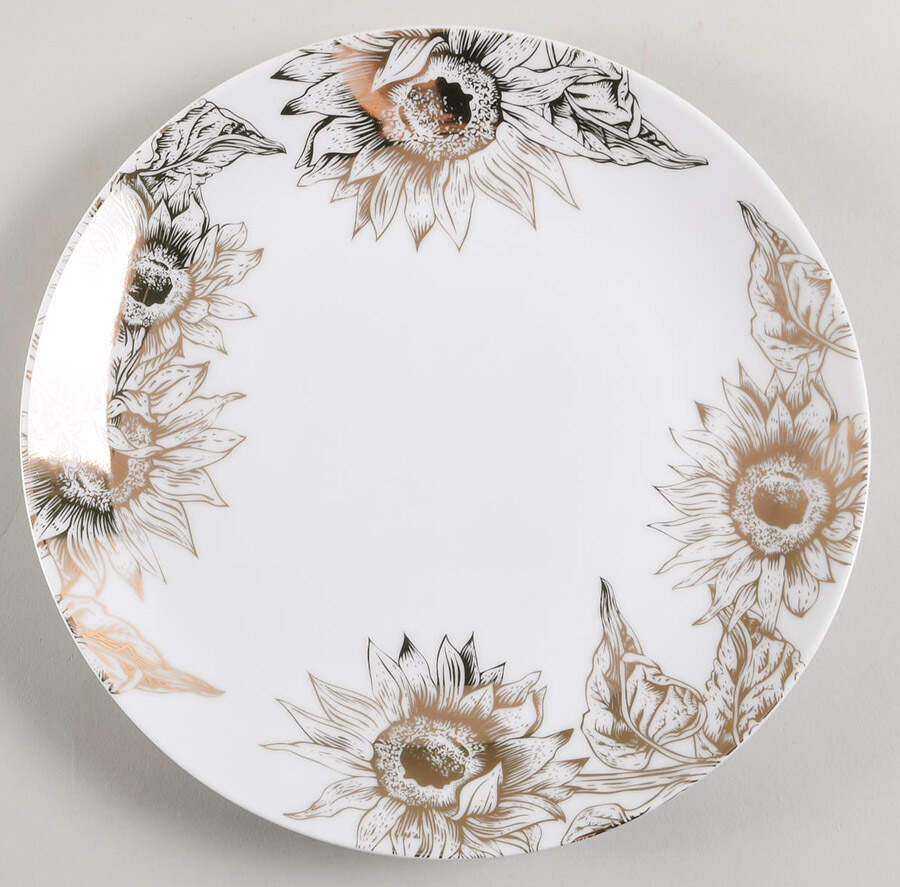 Gold Sunflower Dinner Plate by Grace's Teaware-1