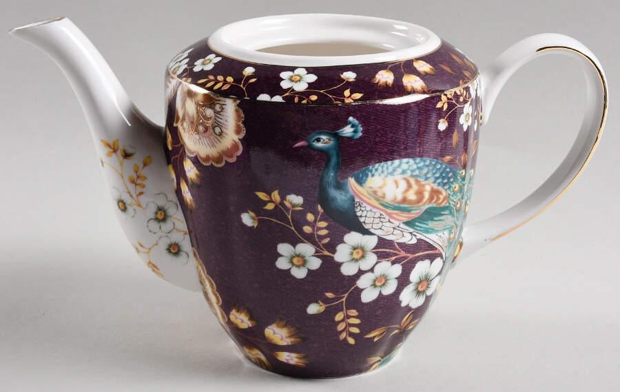 Peacock Lotus Garden Teapot No Lid by Grace's Teaware-1