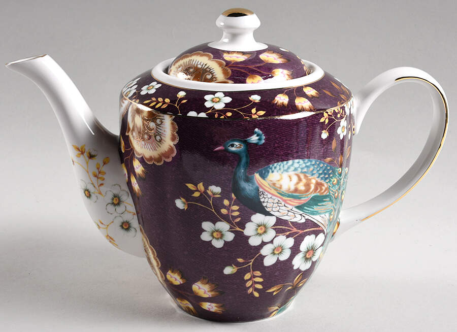 Peacock Lotus Garden Teapot & Lid by Grace's Teaware-1