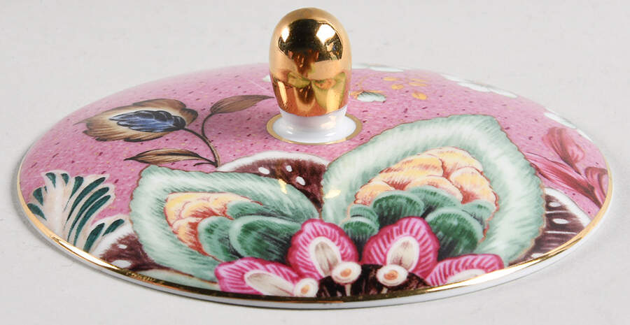Peacock Lotus Garden Lid for Sugar Bowl by Grace's Teaware-1