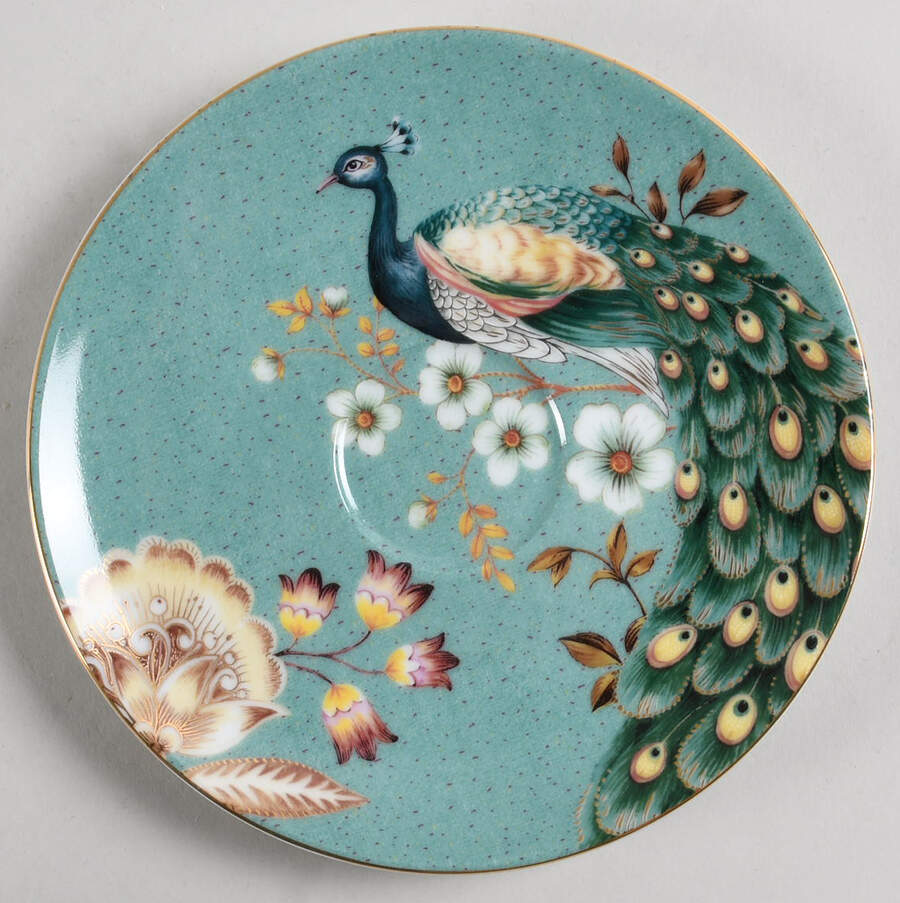 Peacock Lotus Garden Saucer for Flat Cup by Grace's Teaware-1