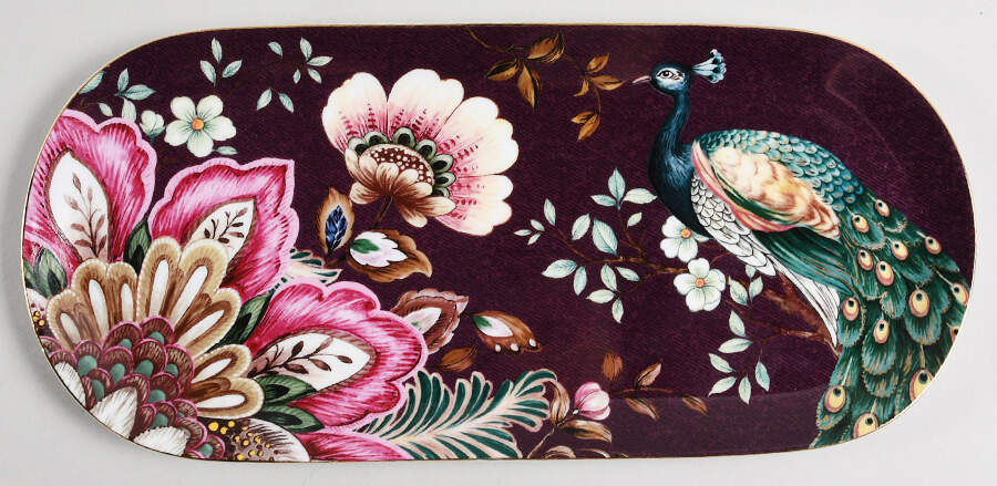 Peacock Lotus Garden Tray for Creamer & Sugar with Lid by Grace's Teaware-1