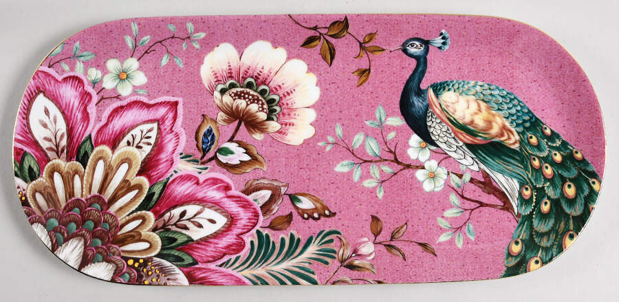Peacock Lotus Garden Tray for Creamer & Sugar with Lid by Grace's Teaware-1