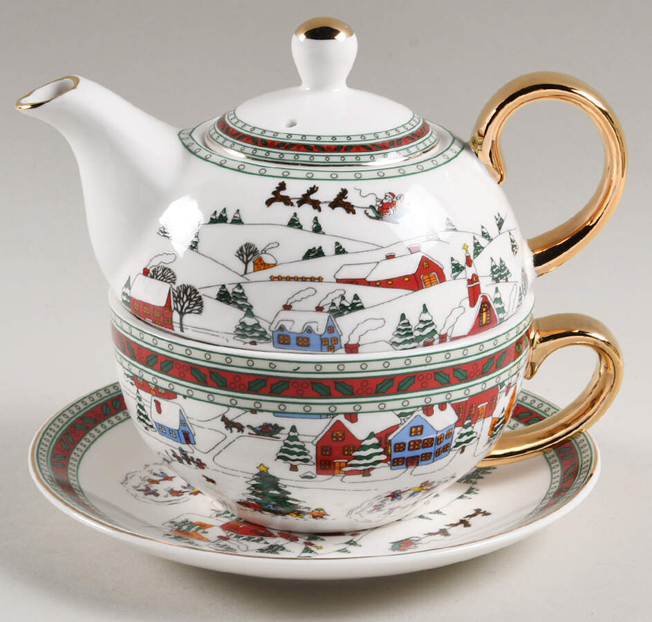 Wonderland Individual Teapot & Lid with Cup & Saucer by Grace's Teaware-1