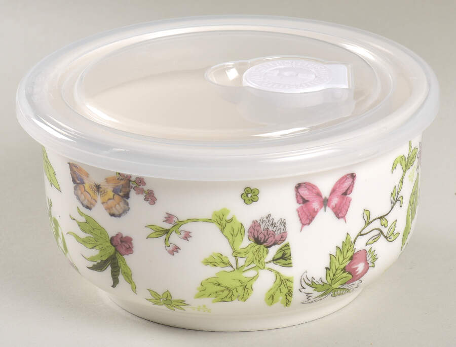 Spring Garden 5" Storage Bowl Ceramic with Plastic Lid by Grace's Teaware-1