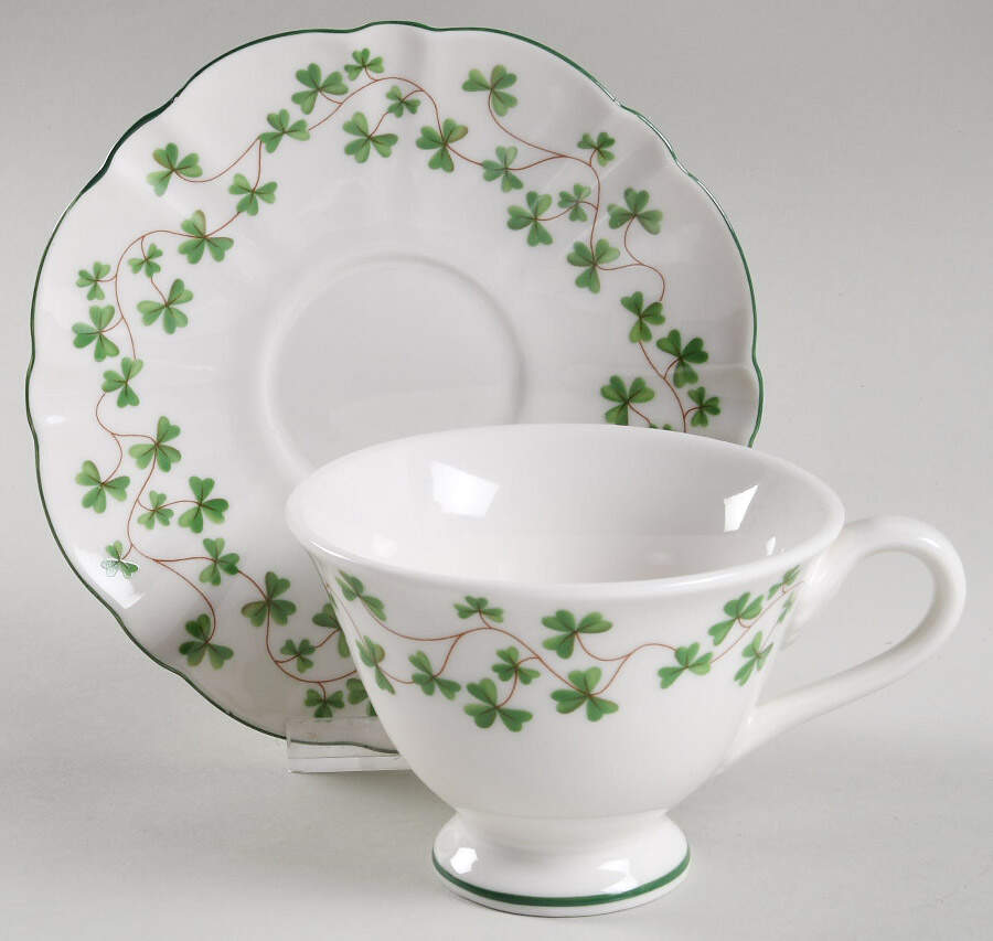 Clover Vine Footed Cup & Saucer Set by Grace's Teaware-1