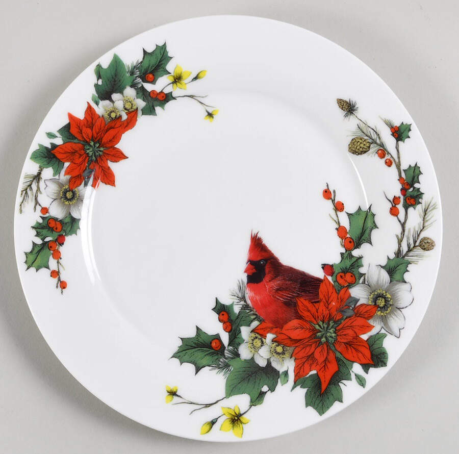 Cardinal Poinsettia Dessert/Pie Plate by Grace's Teaware-1