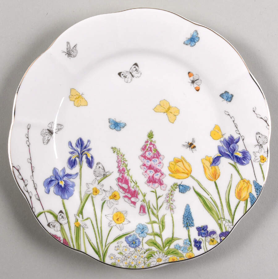 Butterfly Tulip Scallop Salad Plate by Grace's Teaware-1