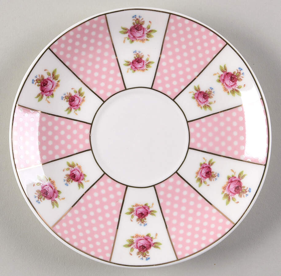 Pink Dots Rose Bud Saucer for Individual Teapot & Lid w/Cup & Saucer by Grace's Teaware-1