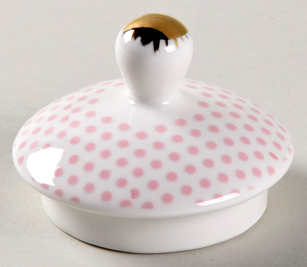 Pink Dots Rose Bud Teapot Lid for Individual Teapot with Cup by Grace's Teaware-1