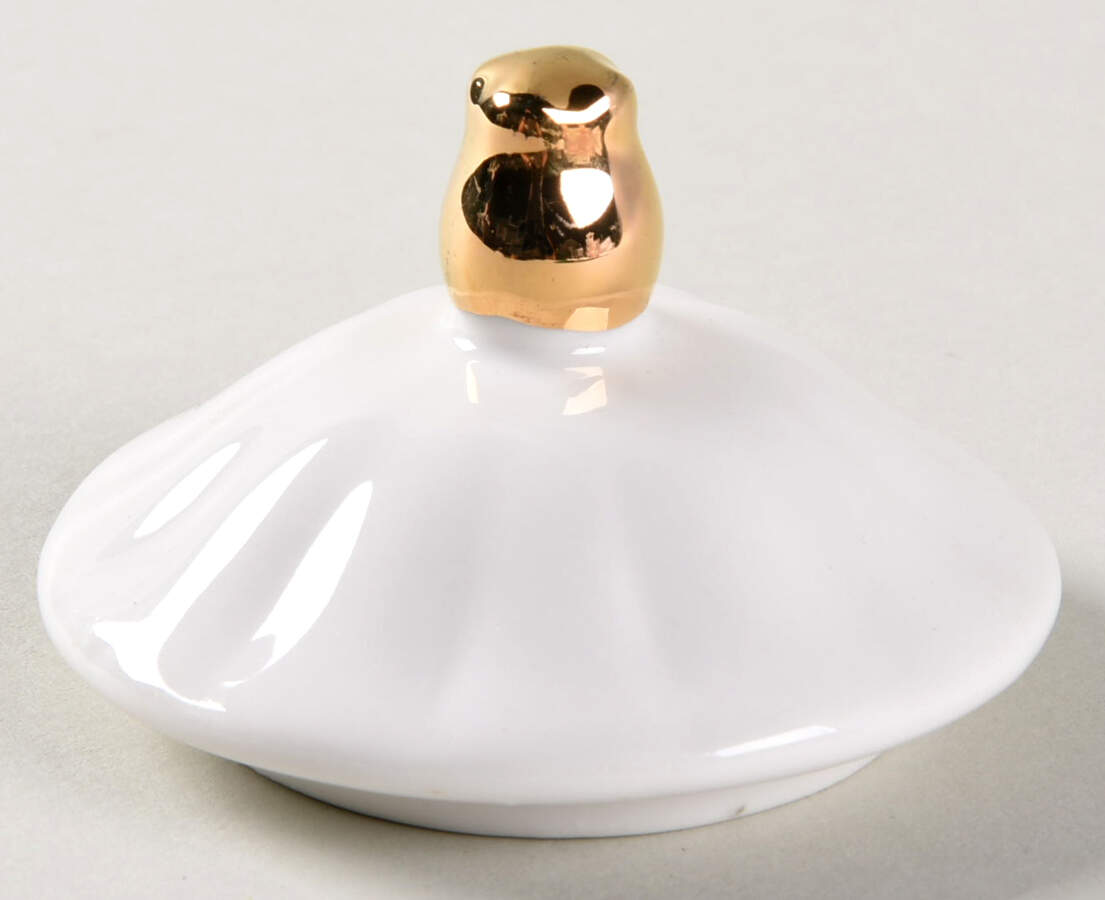 Pink Dots Rose Bud Lid for Sugar Bowl by Grace's Teaware-1