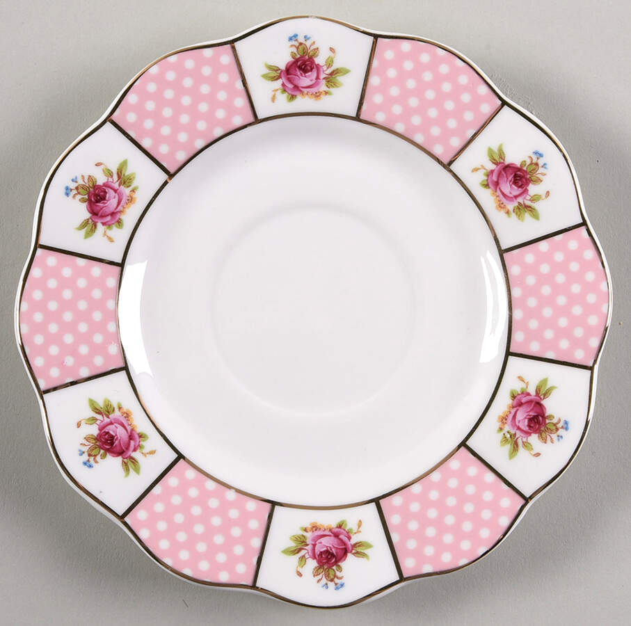 Pink Dots Rose Bud Saucer by Grace's Teaware-1