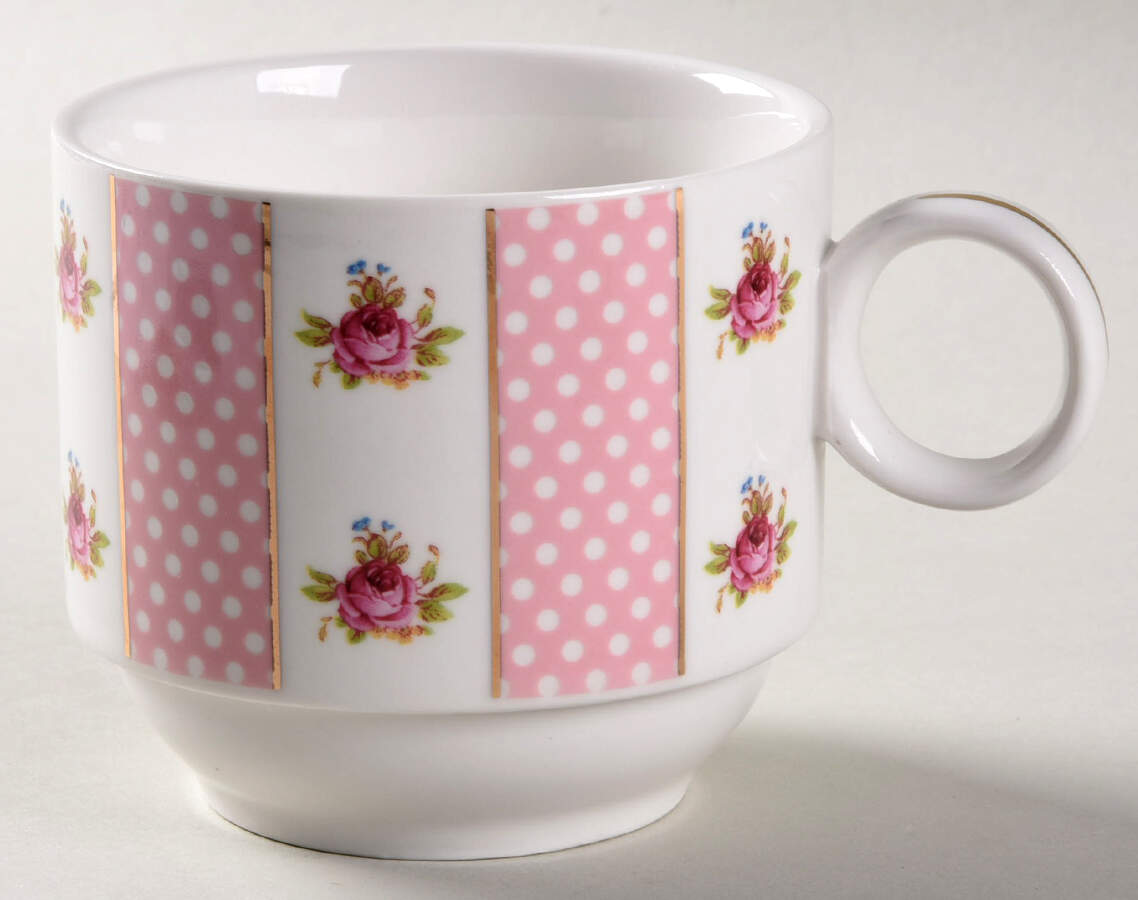 Pink Dots Rose Bud Stackable Mug by Grace's Teaware-1