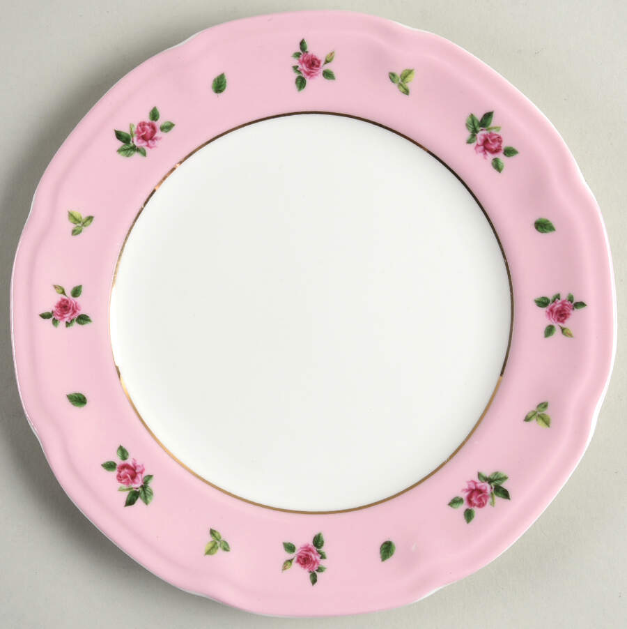 Pink Dots Rose Bud Salad Plate by Grace's Teaware-1