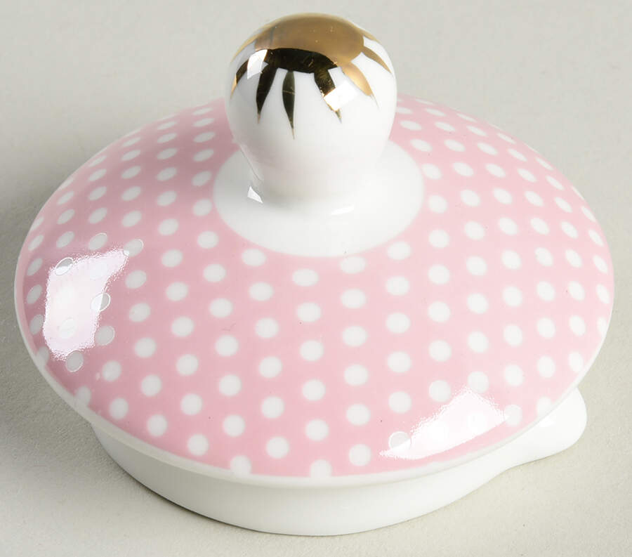 Pink Dots Rose Bud Lid For Tea For 1 Teapot by Grace's Teaware-1