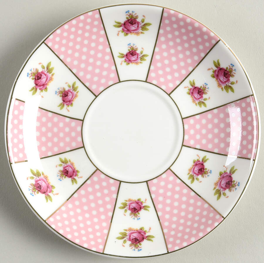 Pink Dots Rose Bud Saucer for Tea for 1 by Grace's Teaware-1