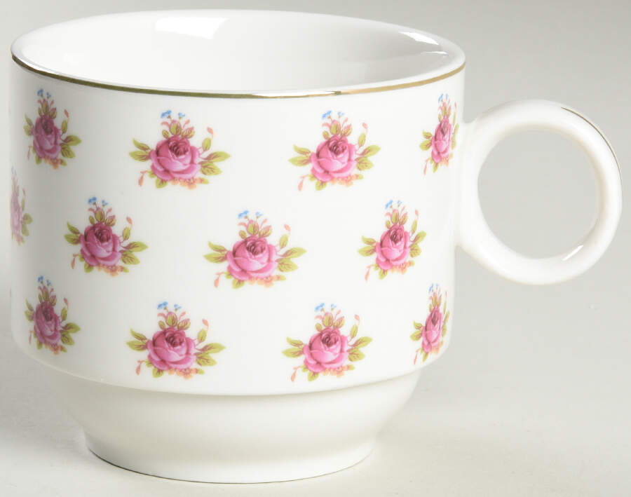 Pink Dots Rose Bud Stackable Mug by Grace's Teaware-1