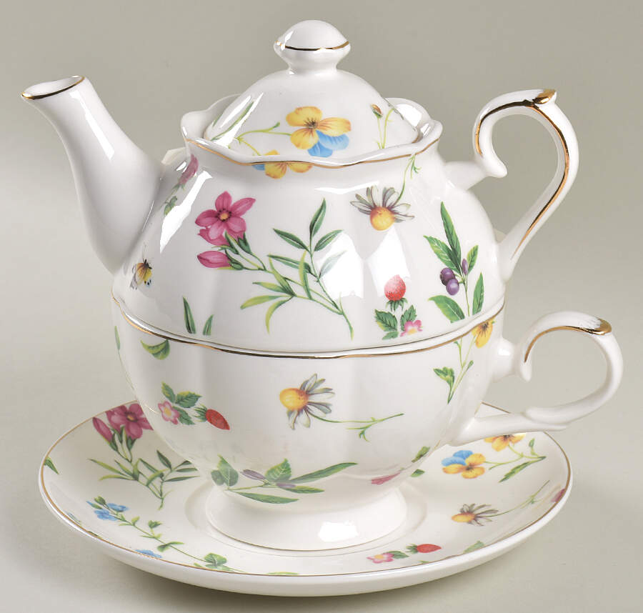 Scatter Floral (2024) Individual Teapot & Lid with Cup & Saucer by Grace's Teaware-1