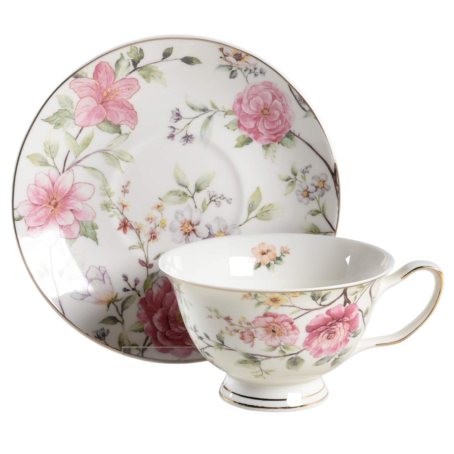 Camellia Hydrangea Footed Cup & Saucer Set by Grace's Teaware-1