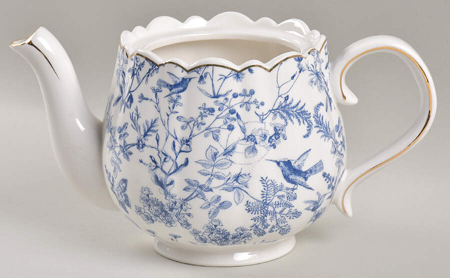 Blue Butterfly Toile Teapot No Lid by Grace's Teaware-1