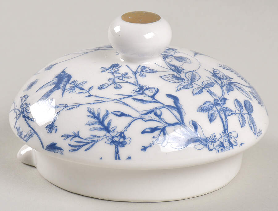 Blue Butterfly Toile Lid for Teapot by Grace's Teaware-1
