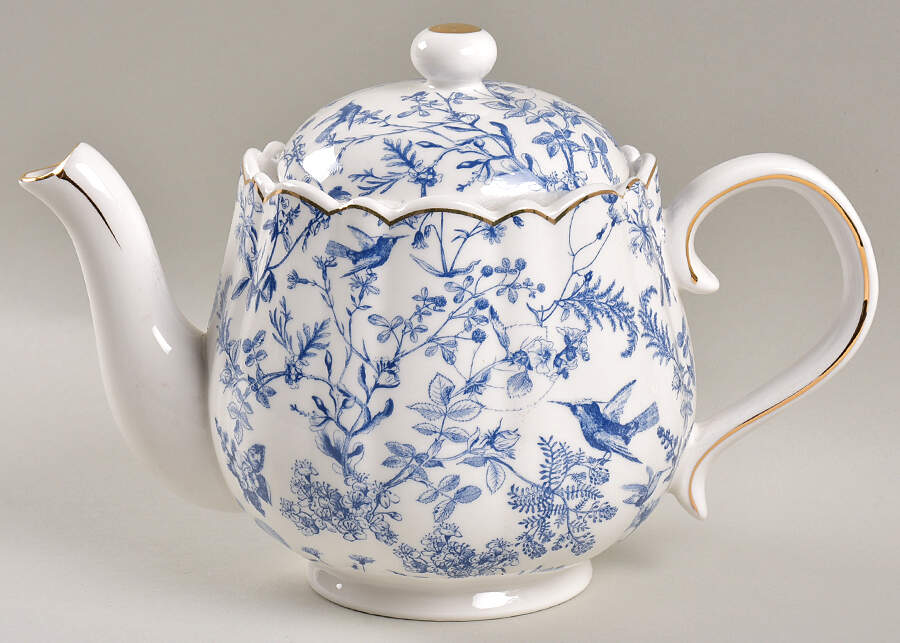 Blue Butterfly Toile Teapot & Lid by Grace's Teaware-1