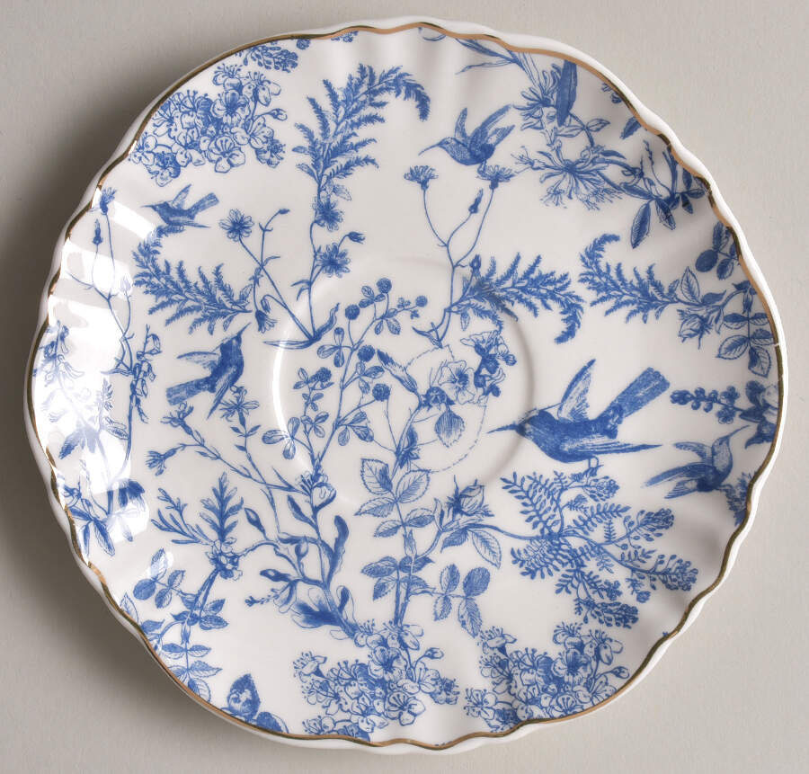 Blue Butterfly Toile Saucer by Grace's Teaware-1