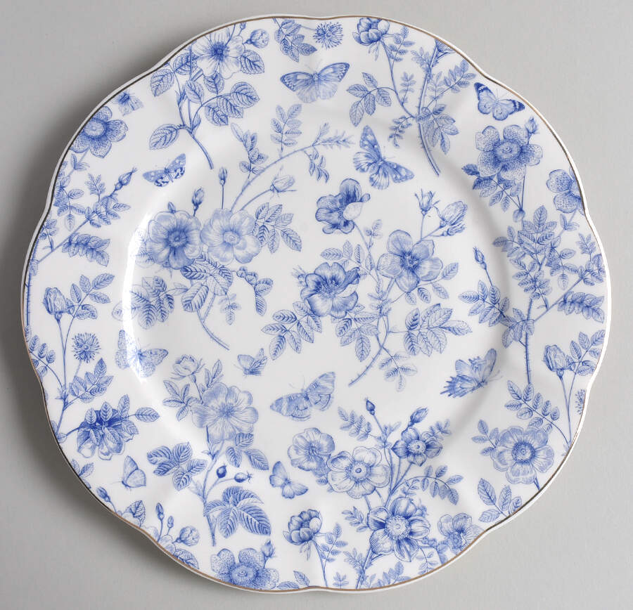 Blue Butterfly Toile Dinner Plate by Grace's Teaware-1