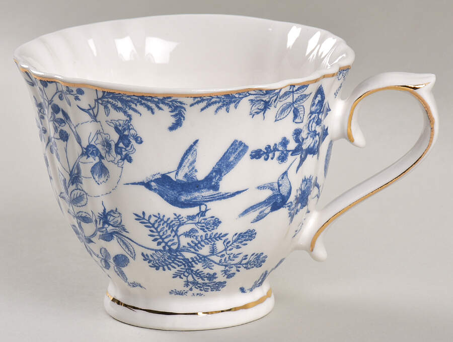 Blue Butterfly Toile Footed Cup by Grace's Teaware-1