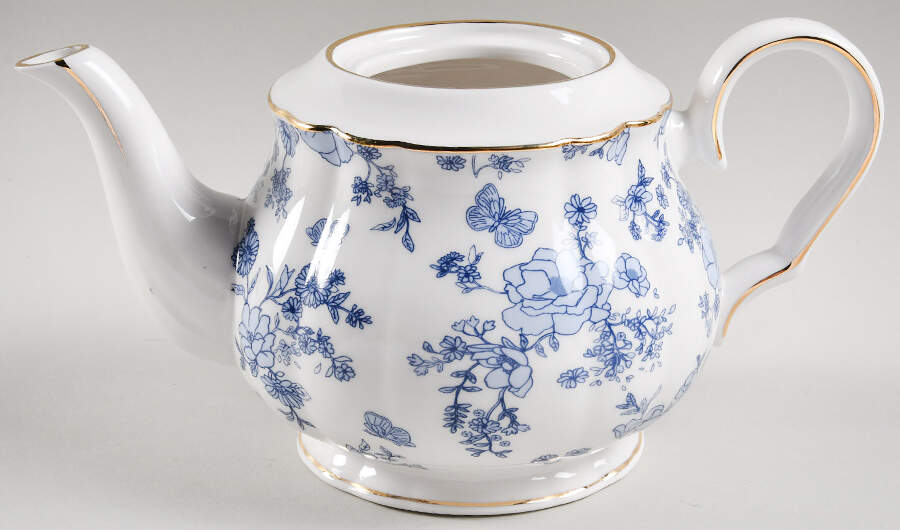 Blue Butterfly Toile Teapot No Lid by Grace's Teaware-1