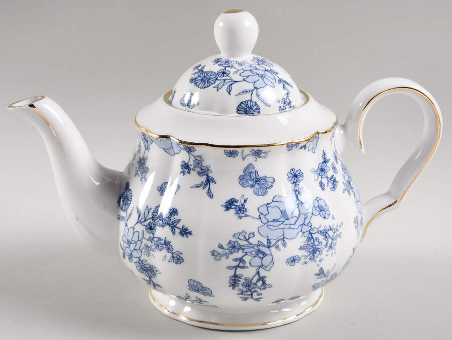 Blue Butterfly Toile Teapot & Lid by Grace's Teaware-1