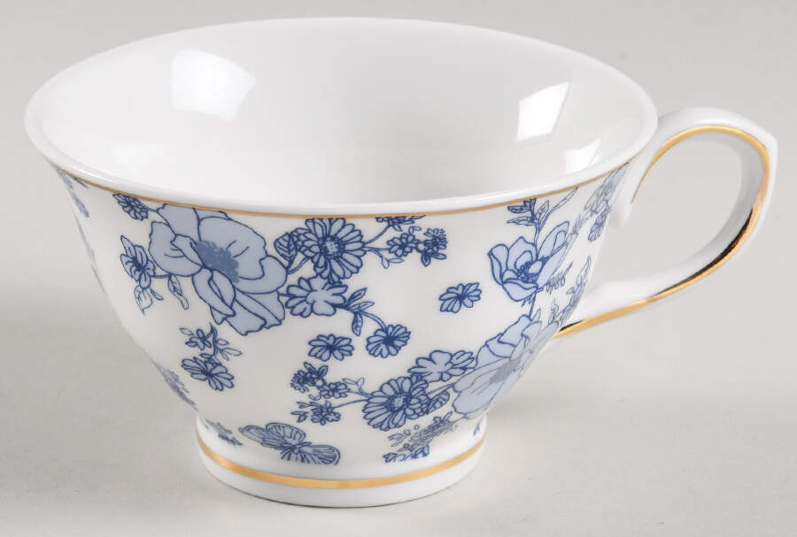 Blue Butterfly Toile Footed Cup by Grace's Teaware-1