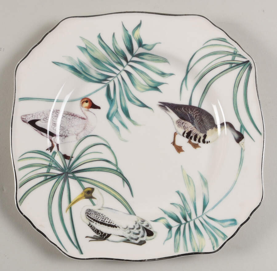 Lakeside Bird Square Salad Plate by Grace's Teaware-1