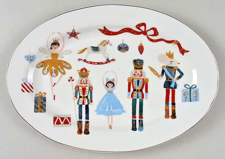 Christmas Cheer 13" Oval Serving Platter by Grace's Teaware-1