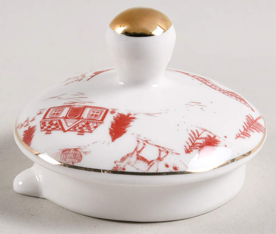 Red Village Lid For Tea For 1 Teapot by Grace's Teaware-1