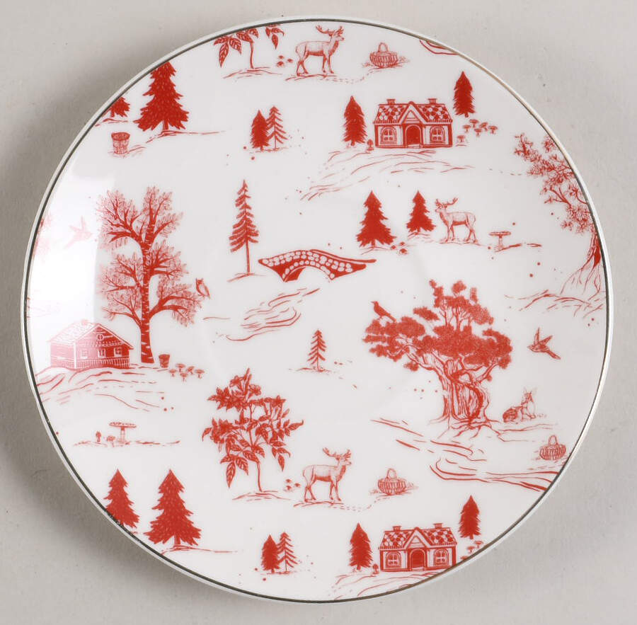 Red Village Saucer for Tea for 1 by Grace's Teaware-1