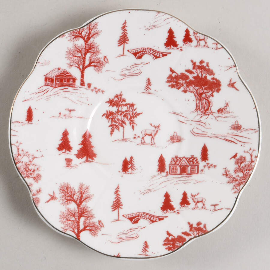 Red Village Saucer by Grace's Teaware-1