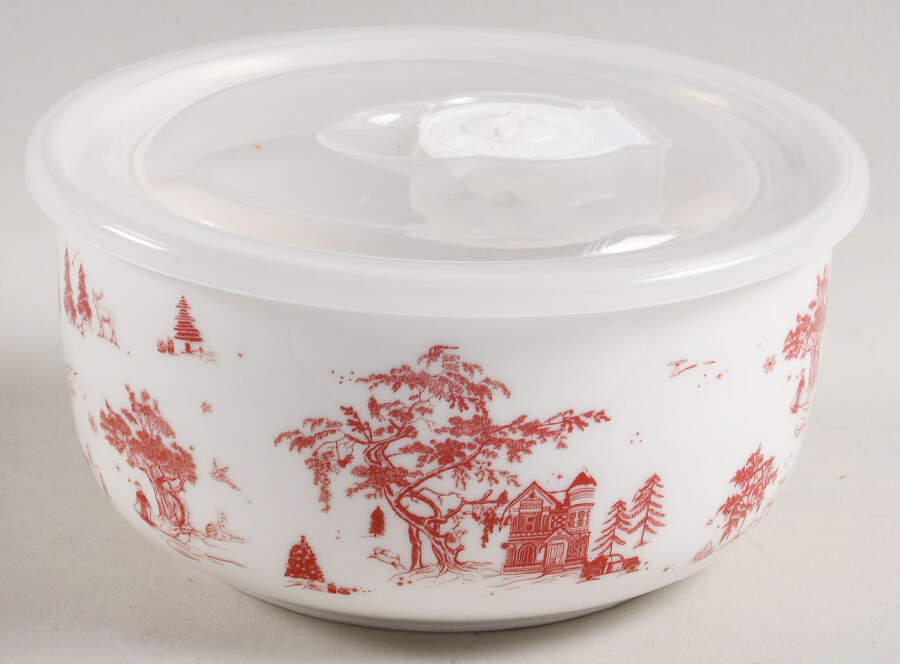 Red Village 16 Oz Round Plastic Microwave Bowl & Vented Lid by Grace's Teaware-1